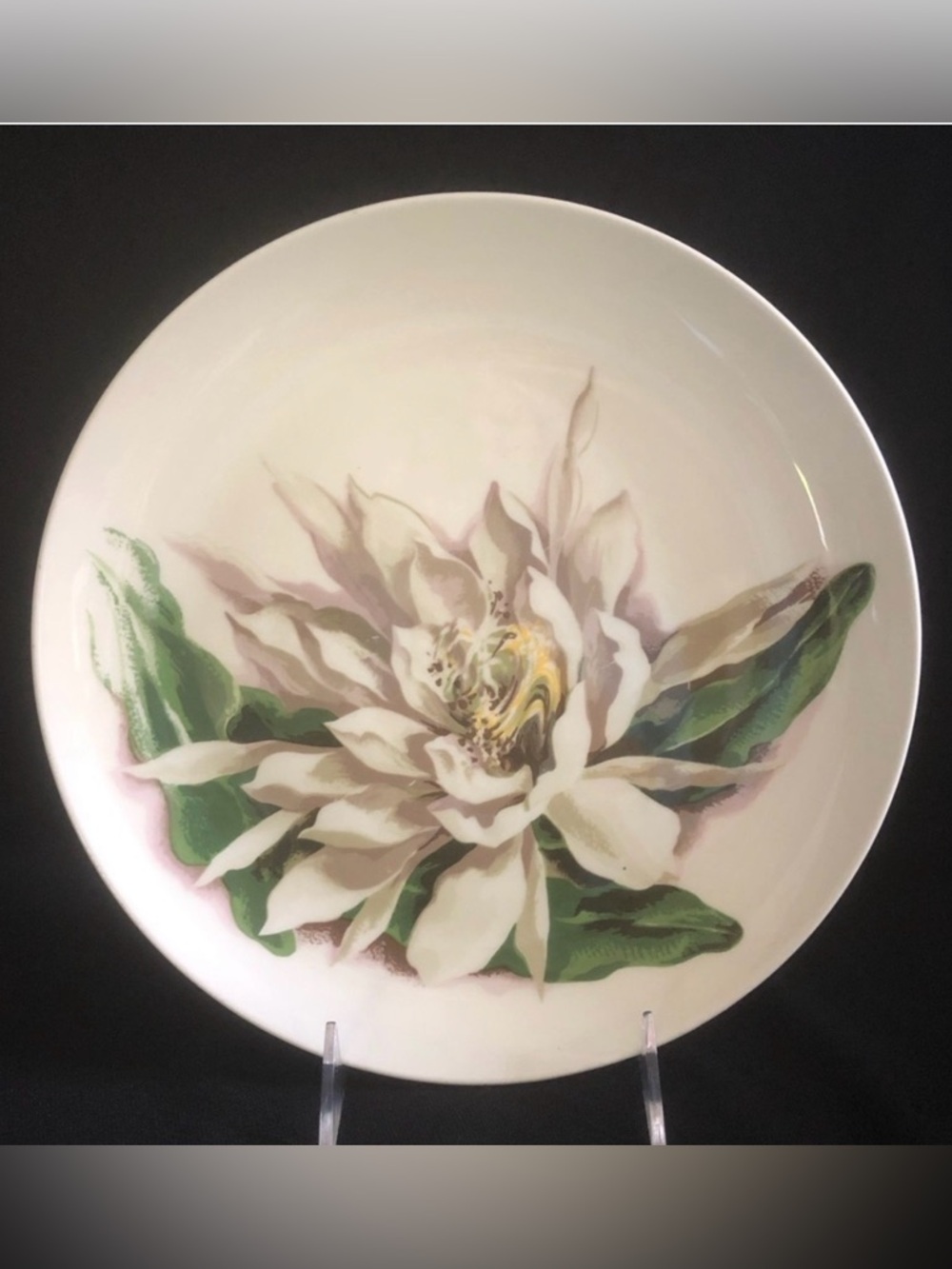 Santa Anita Ware Flowers of Hawaii - Night Blooming Cereus Plate - Made in CA